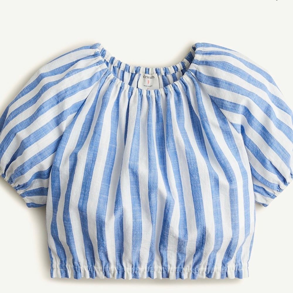 Crew Cuts Blue and White Striped Kids Crop Top